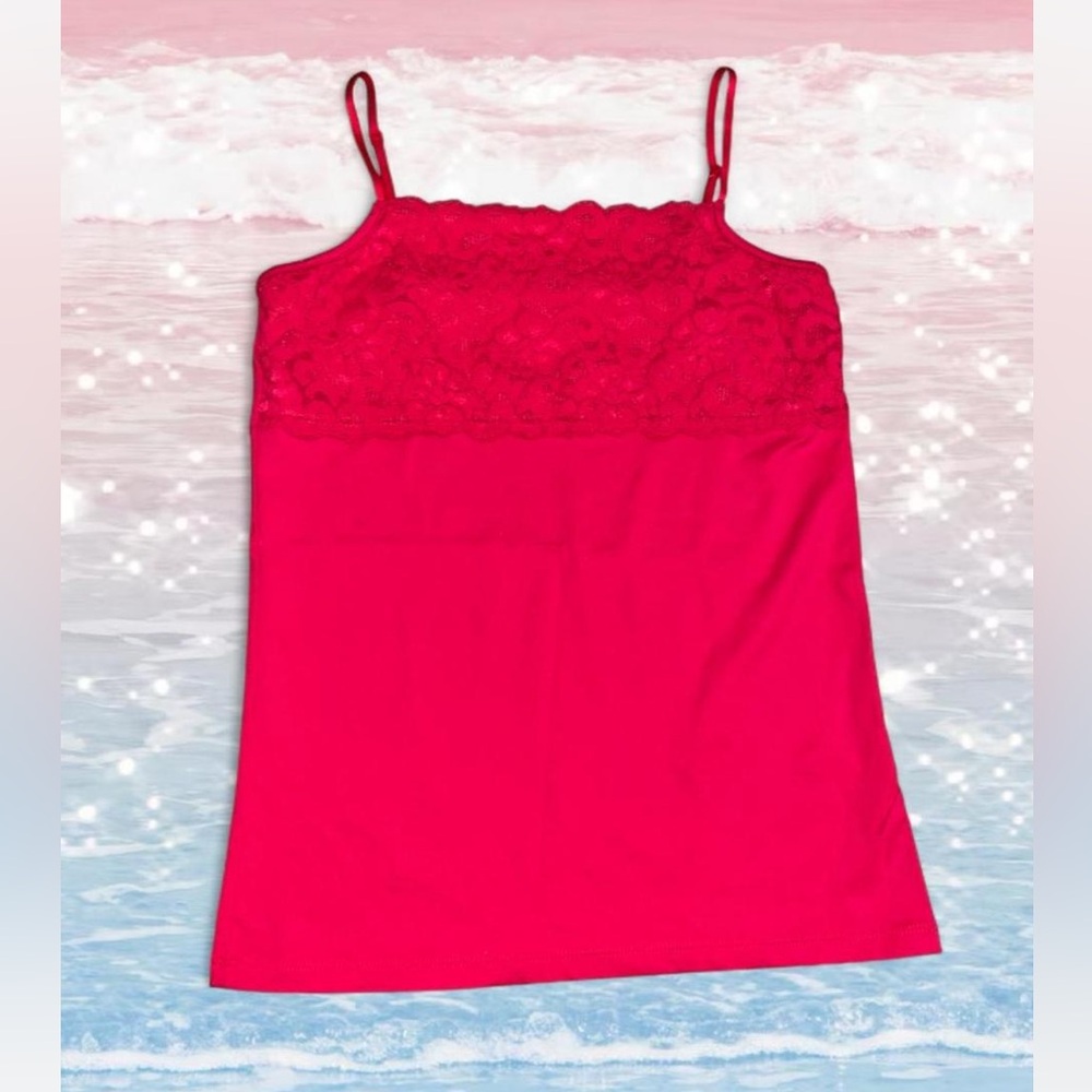 Boutique Essentials Red Lace Cami Y2k Top Size S